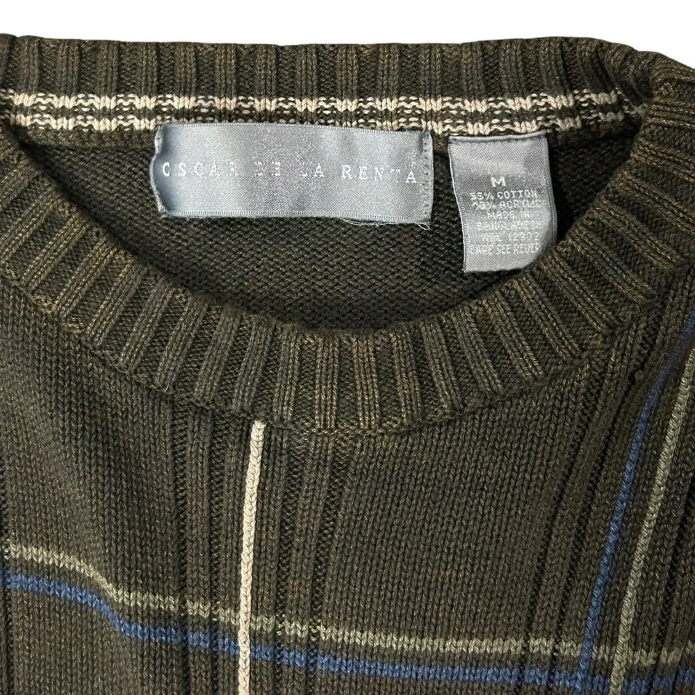 Vintage Oscar de la Renta Mens  Plaid Brown Sweater Quiet Luxury